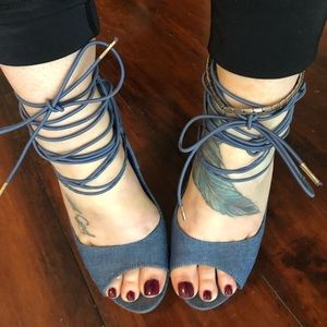 Denim Tie Heels